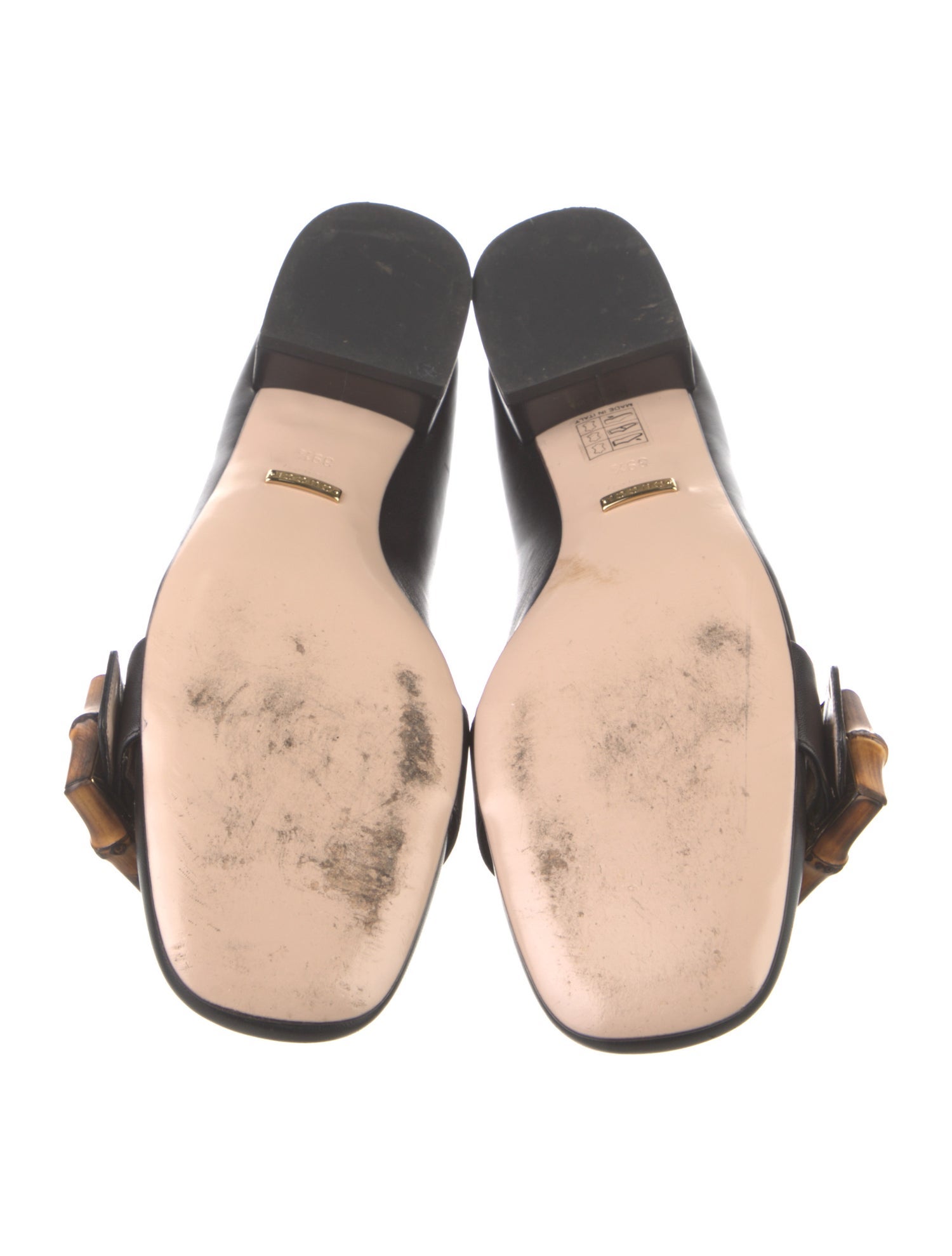 Gucci Bamboo Accent Leather Ballet Flats